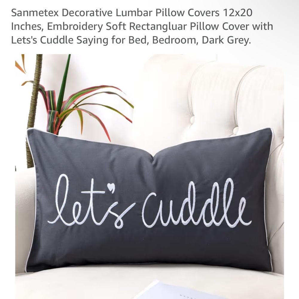 Let's Cuddle Dark Gray Pillow Cover